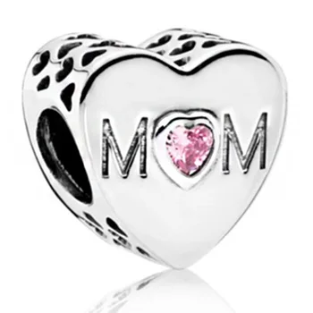 

New Fashion Hollow Pink Crystal Love Hearts Beads Charms Fit Pandora Bracelets & Bangles for Women Mother's Day DIY Jewelry Gift