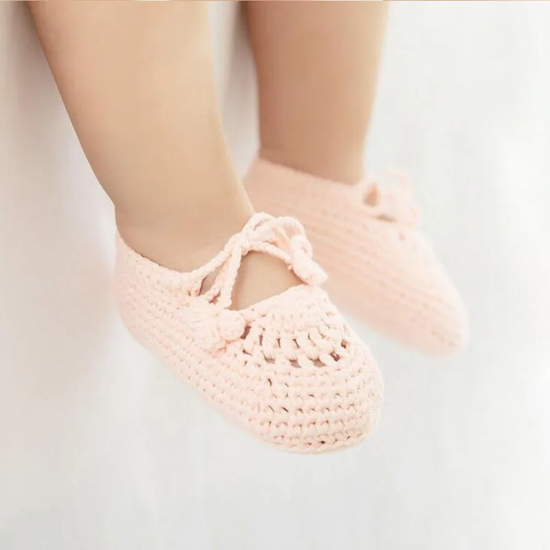 Baby Girl Newborn Shoes Sweet Mary Jane Big Bow Knitted Dance Ballerina Dress Pram Crib Shoe Toddler Infant Cute Indoor Footwear