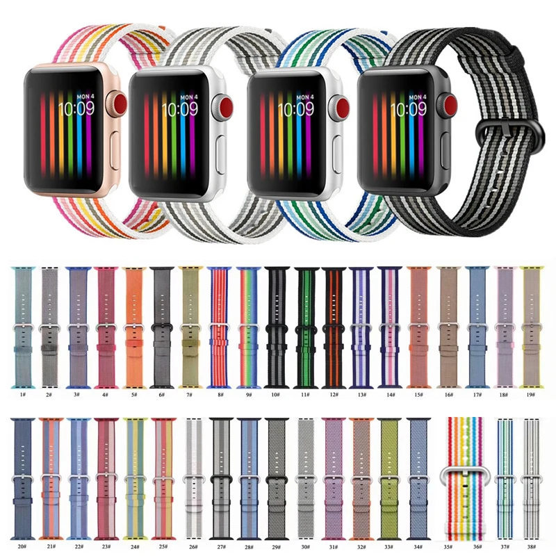 

Rainbow Woven nylon strap for Apple watch series 2/3 4 iWatch 44mm 40mm 42mm 38mm replacement bracelet strap watchband