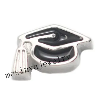 

10pcs Mesinya Student Black Graduation Bachelor Cap Custom Floating Charms for Personal Glass Locket Pendant Gift
