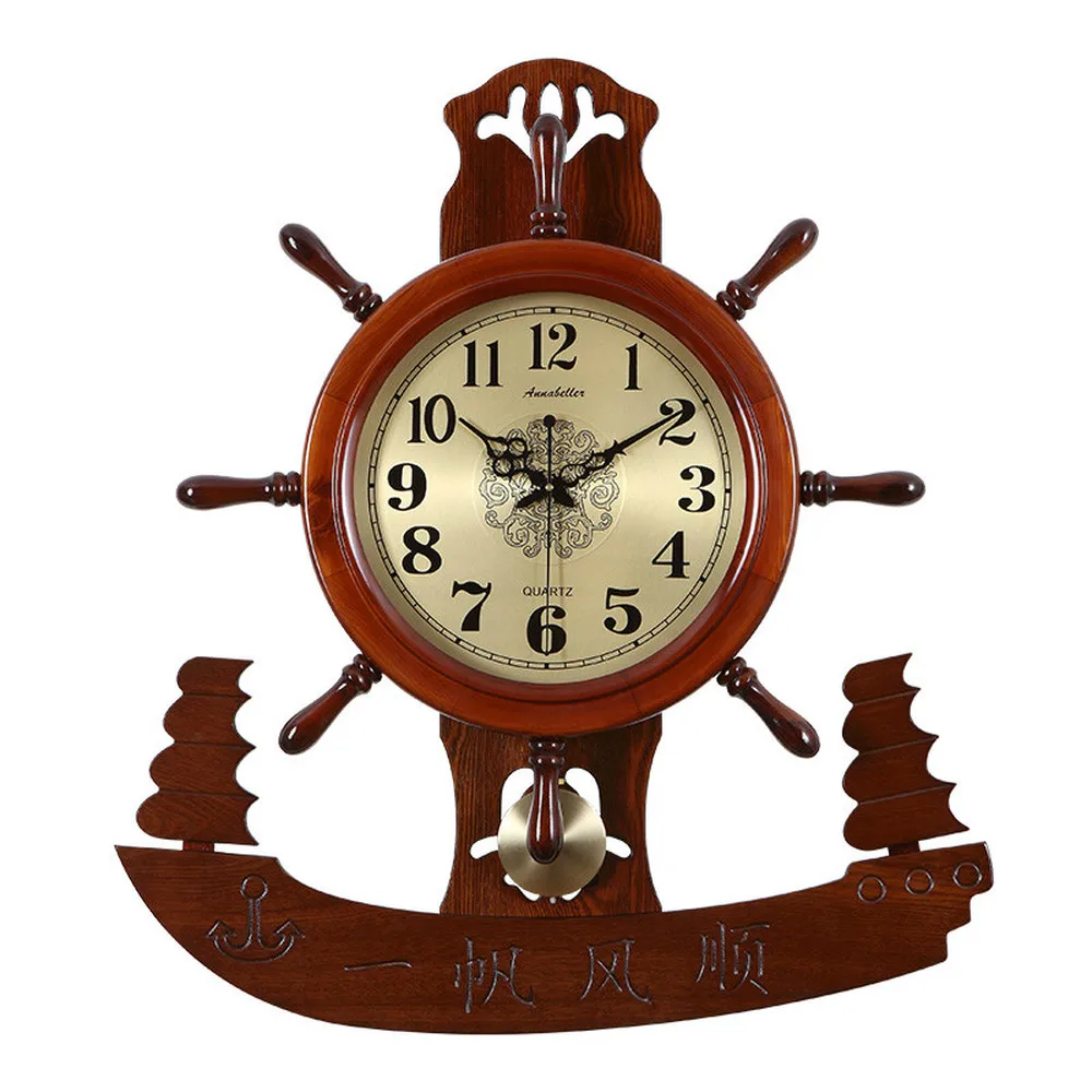 1PCS Chinese style Chinese boat rudder clock living room Retr solid
