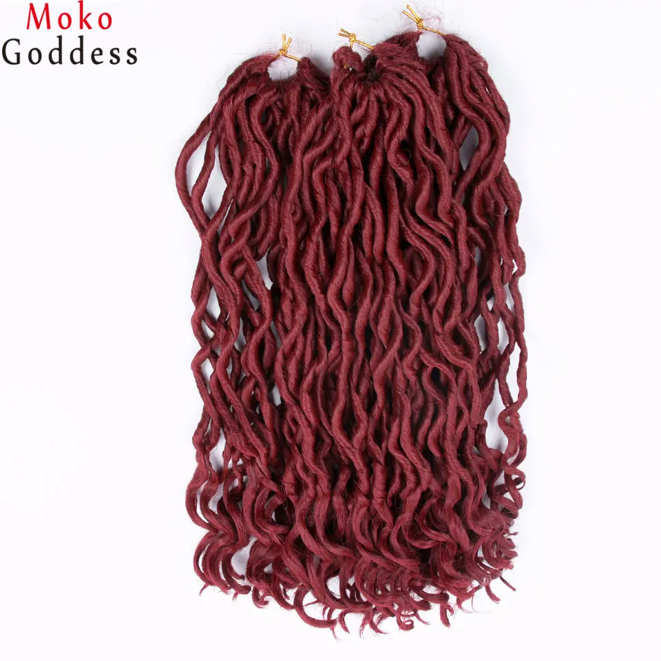 Mokogoddess 18 дюймов богиня locs крючком волосы Ombre Наращивание волос плетением 24strands/пакет синтетический Цвет косы