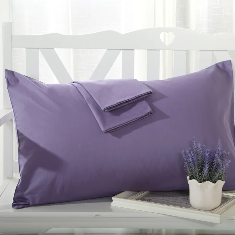 2 шт./1 пара подушка из хлопка с эффектом памяти чехол постельные принадлежности, подушка с эффектом чехол queen Стандартный наволочка 48x74 см однотонные Цвет Цвет: белый, черный, голубой серый - Цвет: Light purple