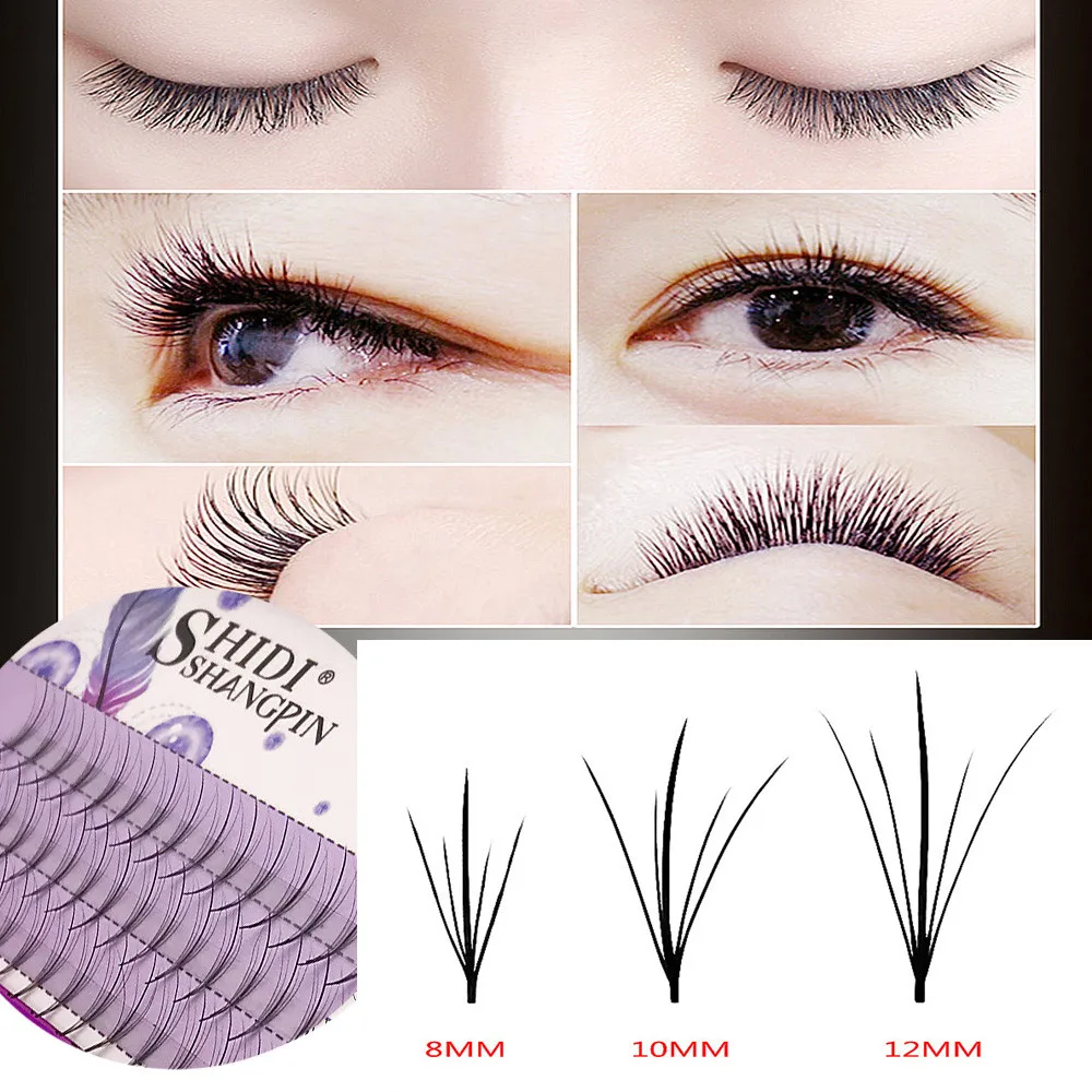 

2019 NEW 60pcs Professional Black Man-made Makeup Individual Cluster Eye Lashes Grafting Fake False Eyelashes Free Shipping