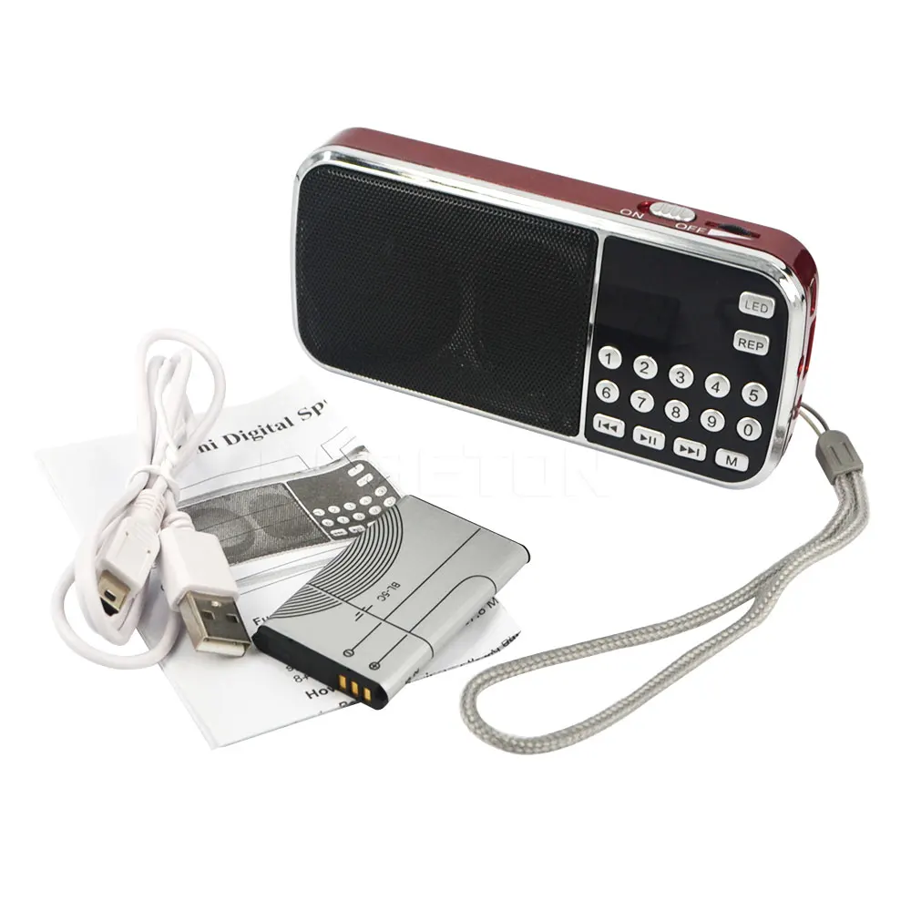 Kebidu L-088 Портативный HIFI мини-динамик MP3 аудио плеер Усилитель фонарика Micro SD TF fm-радио