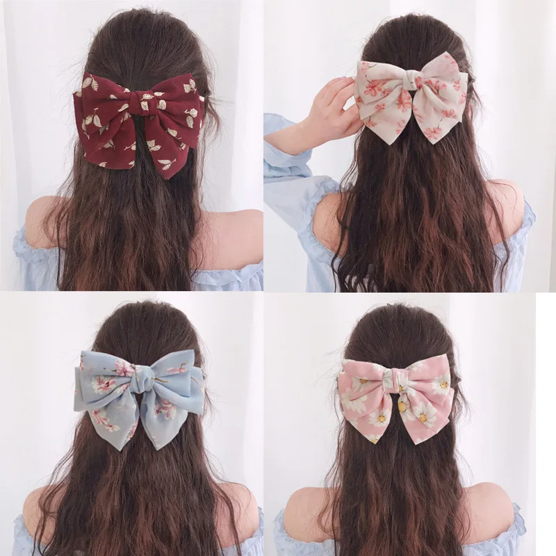

1Pcs Three Layers of Floral 14 Color Women Girls Ribbon Hair Bow Clips with Large Hairpins Boutique Hairclips Hair Accessories