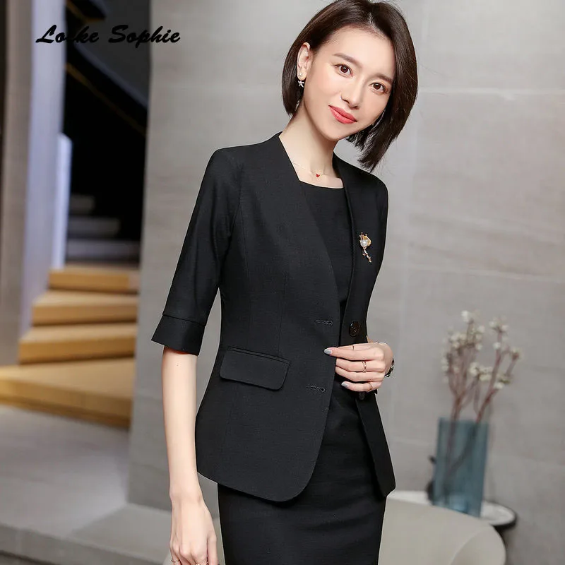 1pcs Women's Plus size Blazers coats 2019 Summer cotton Splicing Single Breasted Small Suits jackets ladies Skinny Blazers Suits