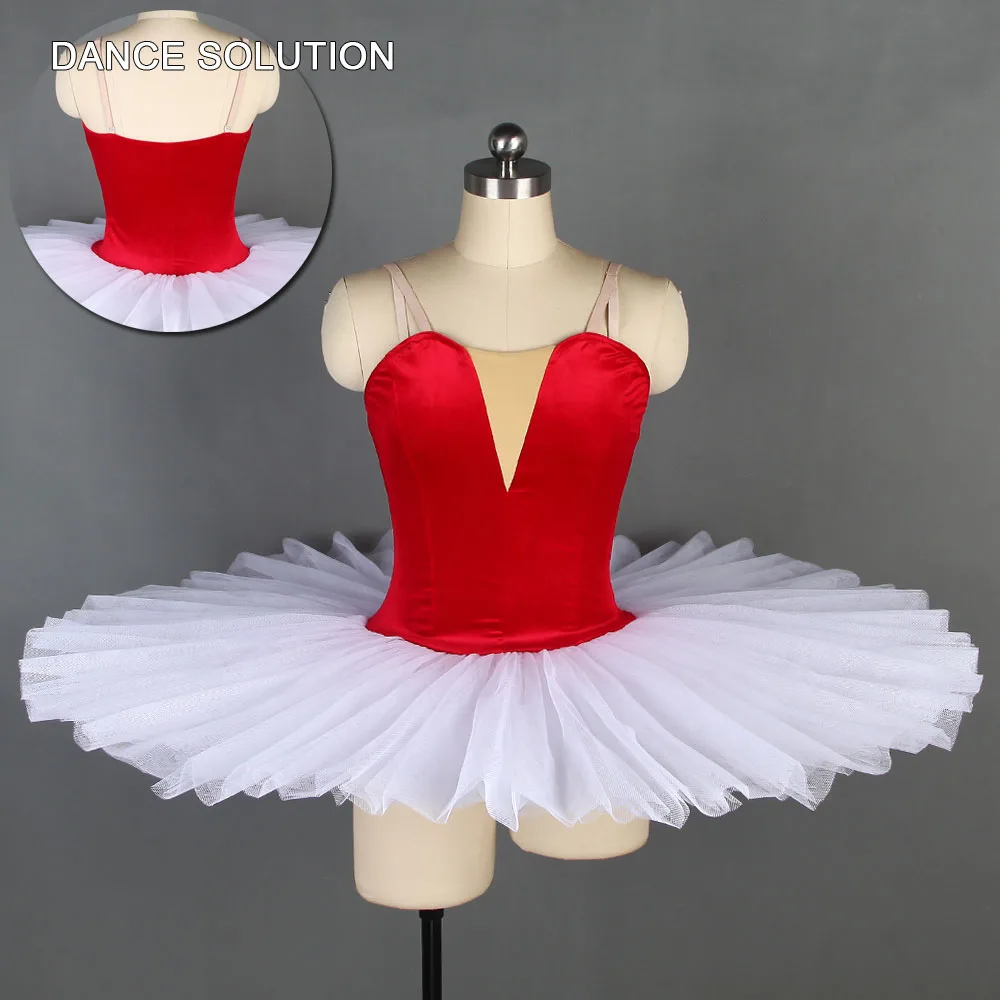 Top selling adult girls ballet dance tutu performance costumes red velvet bodice with white pleated tutu ballerina dress BLL128