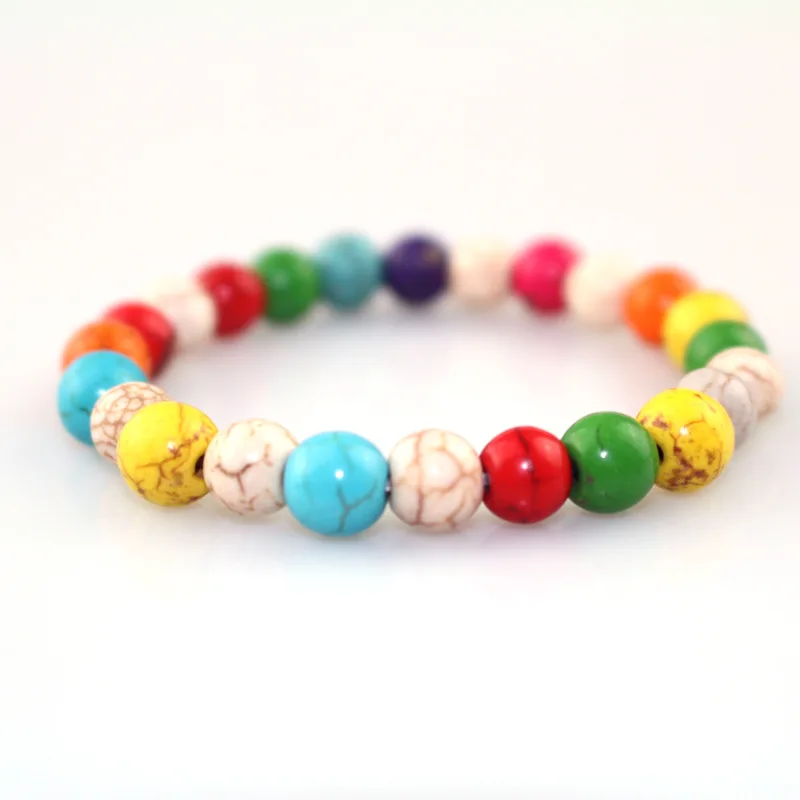 European Fashion Men Women Mood Bracelets 8MM Multi Colors Pine Natural
