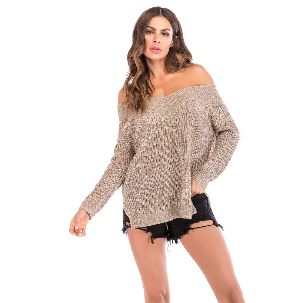 Autumn Off Shoulder Knit Blouse Women 2018 Vacation Sexy Beach Slash Neck Knitted Blouse Shirt pullover Loose Blouses BF5819 (3)