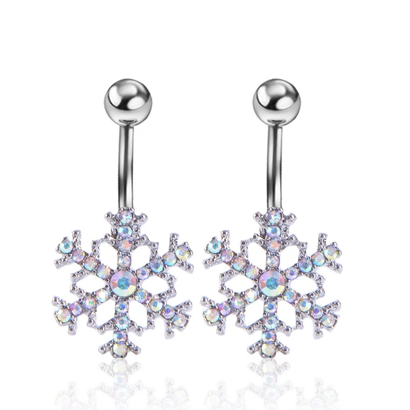 

Summer Star Snow Belly Button Rings Trendy Navel Piercing Ombligo Women Pircing White AAA Zircon Belly Piercing Nombril Gift