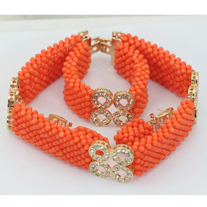 Мода Дизайн Африканский Бусины Ювелирные наборы нигерийские Свадебные Оранжевый Коралловый Бусины Ювелирные наборы Наборы свадебных ювел... Мода Дизайн Африканский Бусины Ювелирные наборы нигерийские Свадебные Оранжевый Коралловый Бусины Ювелирные наборы Наборы свадебных ювел...