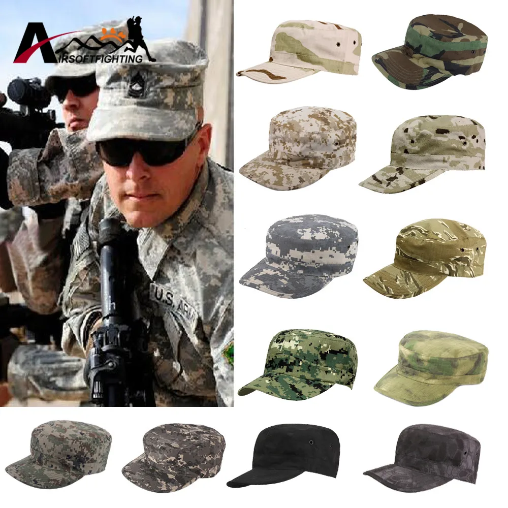 Army Cadet Military Patrol Cap Hat Combat Hunting Fatique Ranger Headwear Breathable Flat Top BDU Sunshade Cap