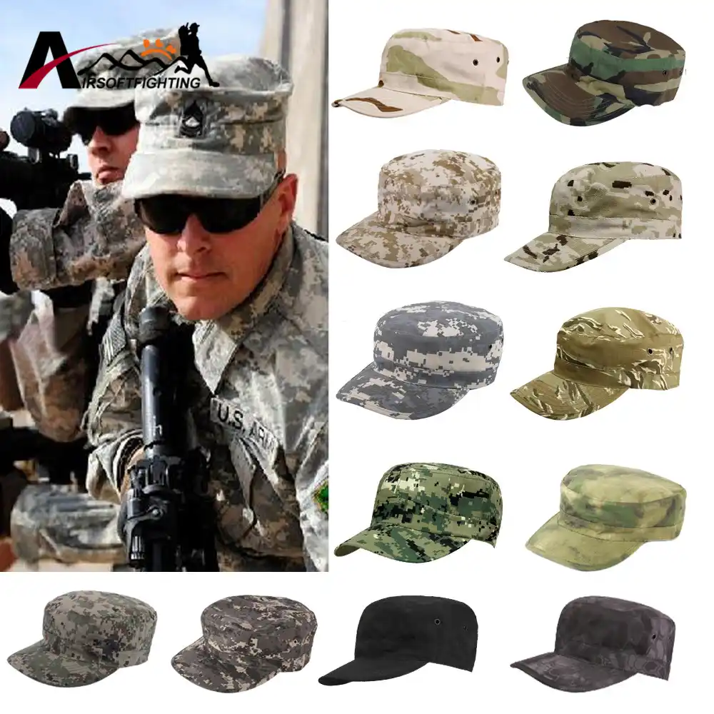 Army Cadet Military Patrol Cap Hat Combat Hunting Fatique Ranger Headwear Breathable Flat Top BDU Sunshade Cap - изображение