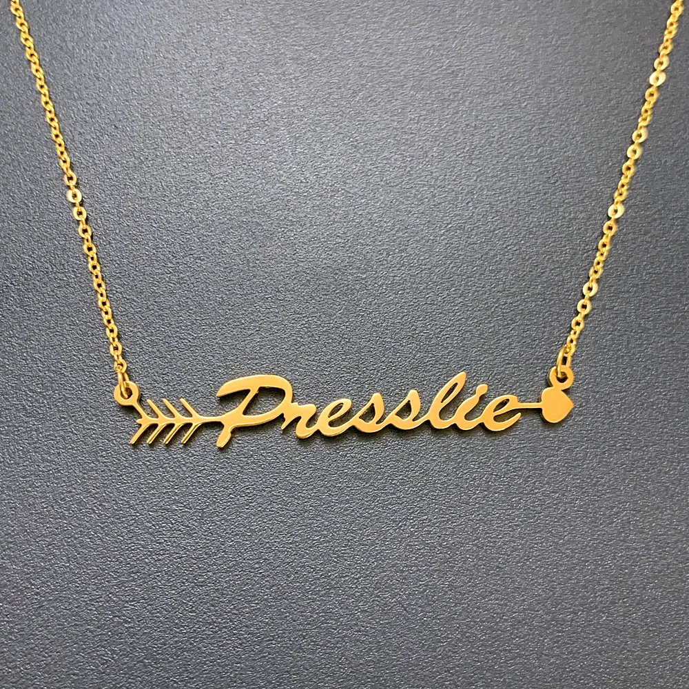 

Personalized Custom Arrow Name Necklace 3 Color Necklaces For Women Stainless Steel Jewelry Handmade Gift