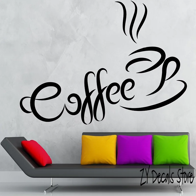 Coffee Wall Stickers Kitchen Cafe Restaurant Vinyl Wall Decal For Shop