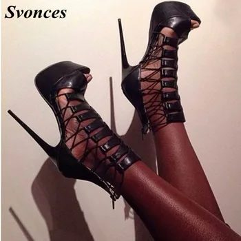 

Plus Size 43 Peep Toe 160mm Extreme High Heels Soft Leather Sandals Female Cut Outs Fetish Shoes Woman Prom Shoe Sandal Platform