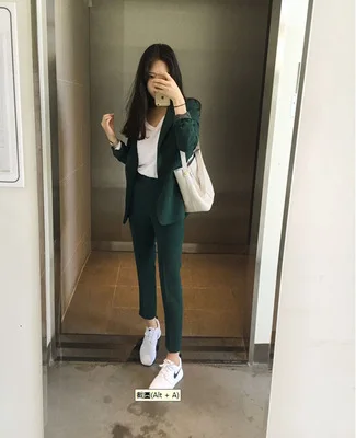 Casual long-sleeved suit suit 2019 fashion one button loose office work suit jacket suit pants set ladies set two-piece
