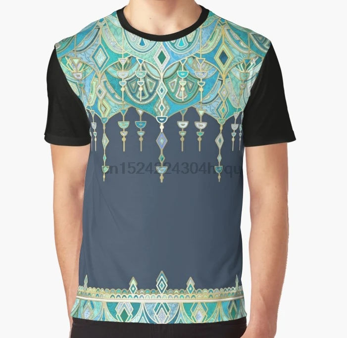 

All Over Print 3D Women T Shirt Men Funny tshirt Art Deco Double Drop in Blues and Greens Graphic T-Shirt