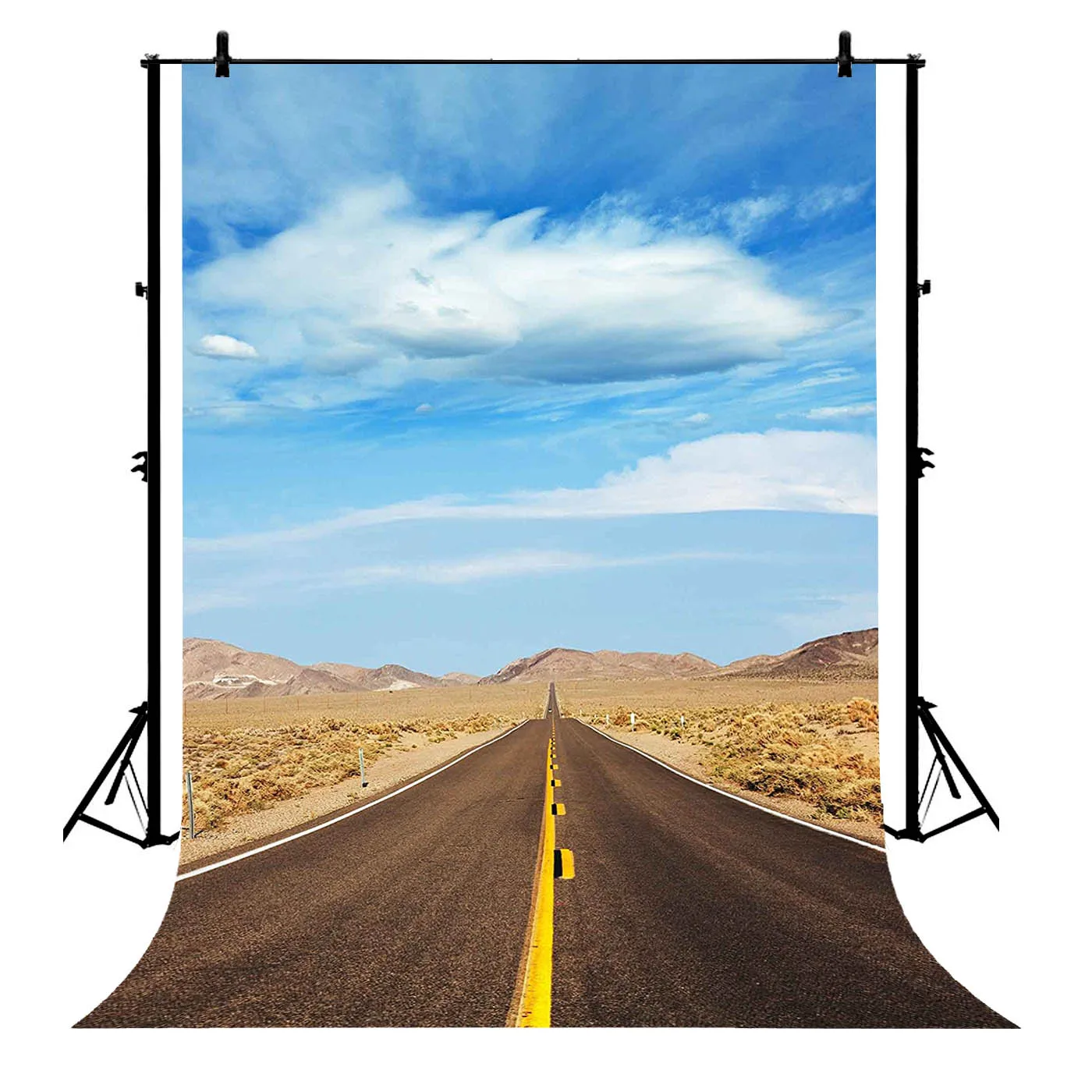 

5x7ft Road Trip Blue Sky Desert Western Highway Polyester Photo Background Portrait Backdrop