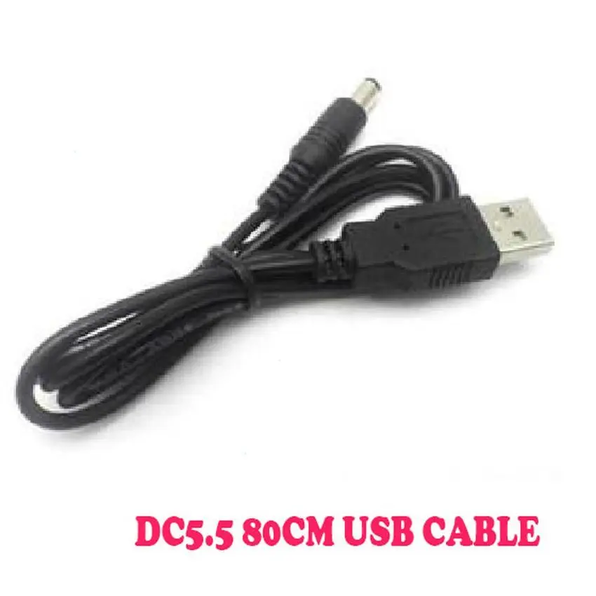 Черный 80 см USB до 5,5 мм/2,1 мм 5 В DC бочка в форме Jack кабель питания удлинитель шнура питания шнуры 100 шт