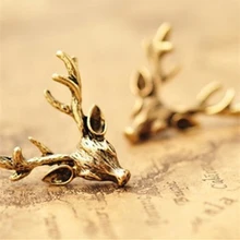 2018 Fashion Vintage Cheap Original Design Stud Earrings Wholesale Punk Retro Bronze Animal Deer Head Deer