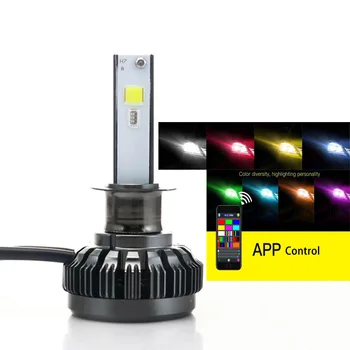 

Car LED headlights headlights RGB colorful voice control APP Bluetooth control super bright modified Car lights 7600LM 6500K 12V