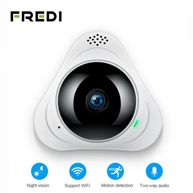 

FREDI 360 Degree Panoramic IP Camera 960P WiFi Security Surveillance Camera IR Night Vision Wireless Camera Support 128G Card