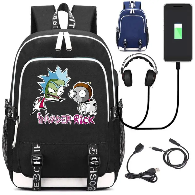 D6504 Rick and Morty школьный рюкзак USB зарядка интерфейс ноутбук дорожная универсальная сумка через плечо аниме вентиляторы работа студенческие сумки подарок - Цвет: D6504