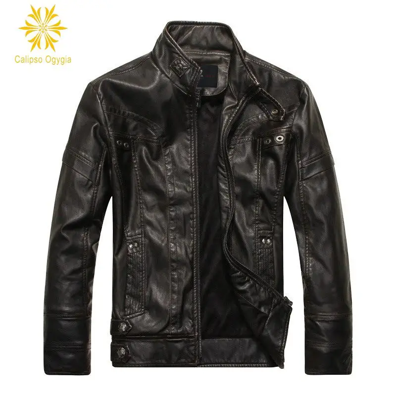 

New Men's Genuine Lambskin Leather Jacket Black Slim fit Biker Motorcycle jacket M-3XL Mens Leather Jackets COML94