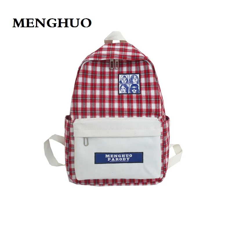 

MENGHUO New Fashion Women Bags Personality Plaid Ladies Canvas Backpack High Quality Large Capacity Student Bag Travel Backpacks