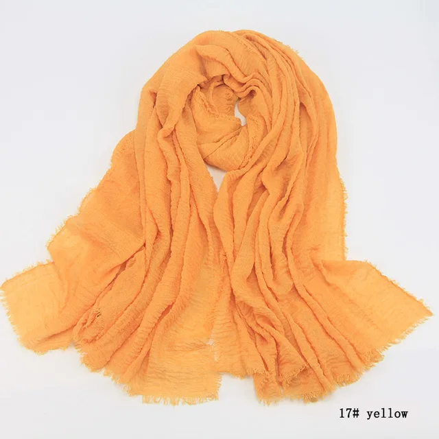 180x 100см хлопковый шарф для мужчин с бахромой популярное кашне хиджаб женские шали обертывания большой пашмины мужские шарфы - Цвет: yellow