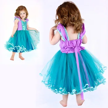 

2018 Summer New Kids Girls Baby Little Mermaid dresses Costume Fancy Dress Ariel Cosplay Halloween Costume Party A-line dress