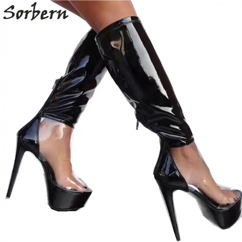 womens shiny black boots