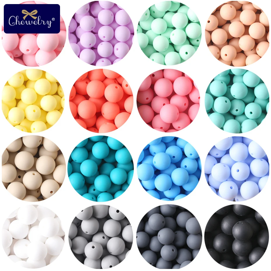 

10pc 15mm Silicone Round Beads DIY Jewelry Teething Neck Baby Teethers For Kid Pacifier Chain Food Grade Silicone Beads Products