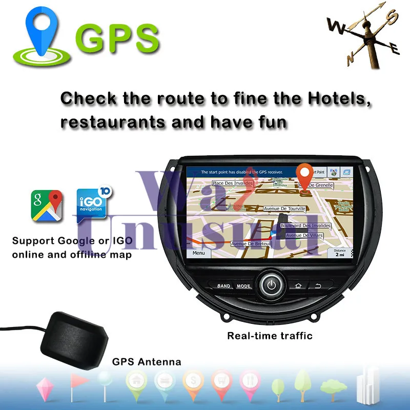 Sale WANUSUAL 7" Octa Core 32G Android 9.0 GPS Navigation For BMW MINI 2014 2015 2016 2017 2018 Radio Player with Bluetooth WIFI Maps 2