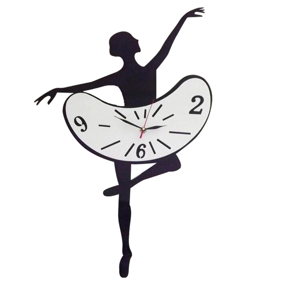Ballet Girl Wall Clock Modern Design Dancing Girls Wall Watch Cafe Shop Home Decor Gift