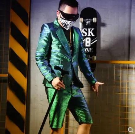 S 5XL! Новинка 2018 Мужская одежда для ночного клуба певец модный DJ GD тонкий зеленый