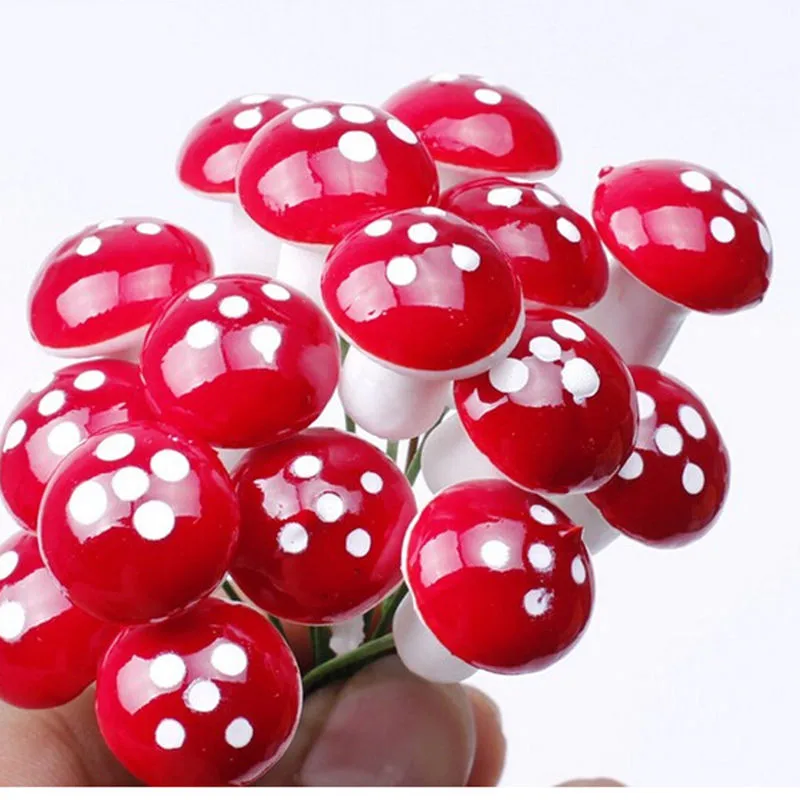 

10Pcs/set 2cm Artificial Mini Mushroom Miniatures bonsai Fairy Garden Moss Terrarium Resin Decorations Stakes Craft For Home