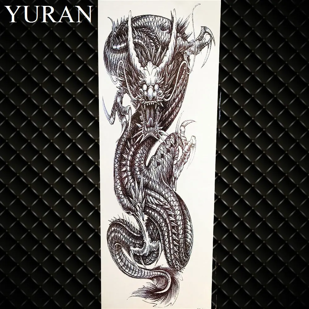 Темный рыцарь со львом большие черные временные татуировки наклейки 48*17 см мужские и женские водонепроницаемые поддельные татуировки тела полный рукав татуировки