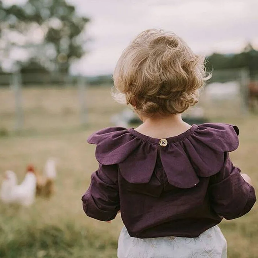 Осенняя детская рубашка наивысшего качества; топы для маленьких девочек; детская одежда с цветочным воротником; рубашка для девочек; хлопковые рубашки с длинными рукавами для девочек
