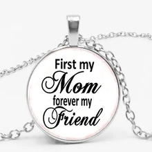 Mother's Gift First My Mom Forever My Fviend Glass Jewel Cabochon Pendant Necklace Punk Style Jewelry my first toolbox