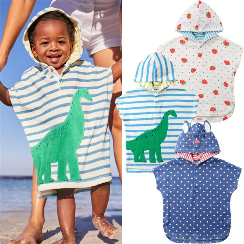 PUDCOCO/детское мягкое полотенце с капюшоном и рисунком; пляжная верхняя одежда для купания для мальчиков и девочек; банный халат; детский жилет; От 1 до 6 лет