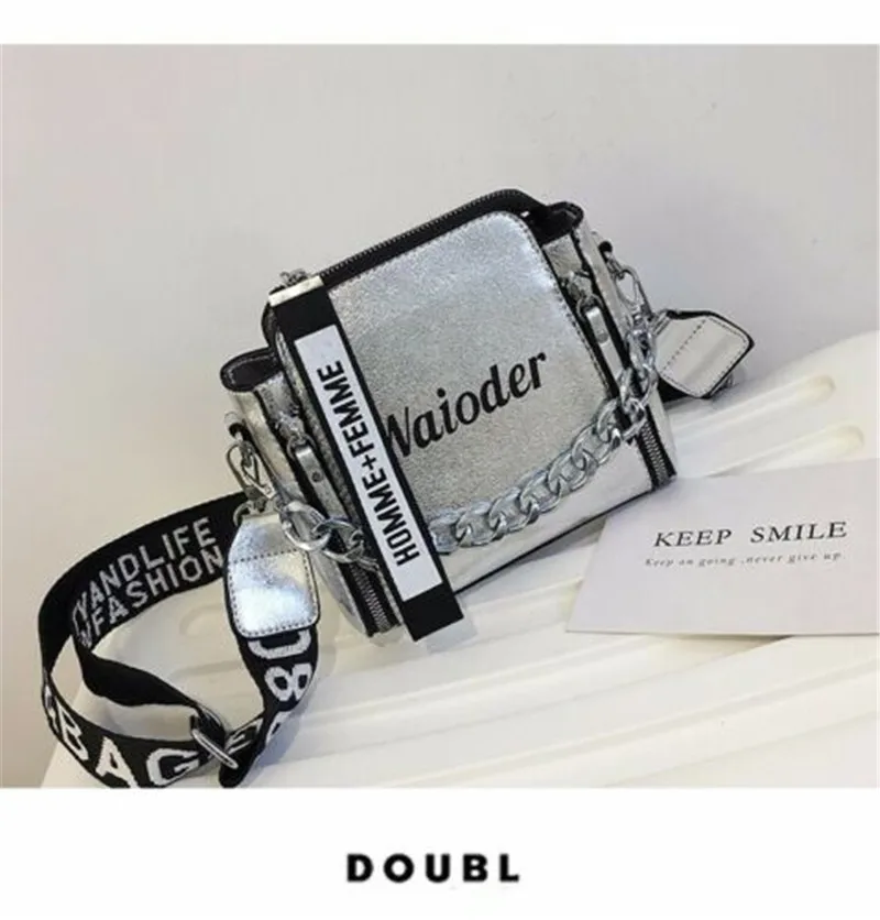 

New Style Women Design Chic Chain Handbag Shoulder Bags Lady Fashion Leather Zipper Messenger Laser Bag