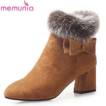 

MEMUNIA 2020 new arrival ankle boots for women pointed toe autumn winter boots zipper high heels shoes woman big size 33-43