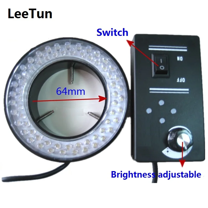 

Four-drive Adjustable LED Ring Lamp Microscope Vision Light Source White Lighting Illuminated Inner Diameter 64mm Metal Shell