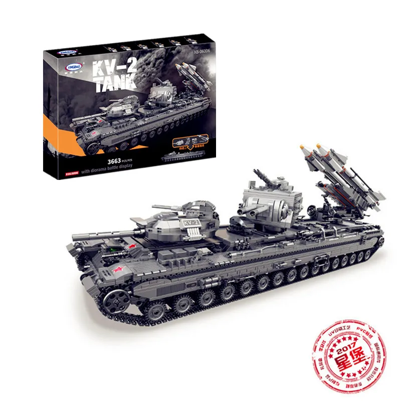 

IN STOCK XingBao 06006 Block 3663Pcs Creative MOC Military Series The KV-2 Tank Set children Educational Building Blocks Bricks