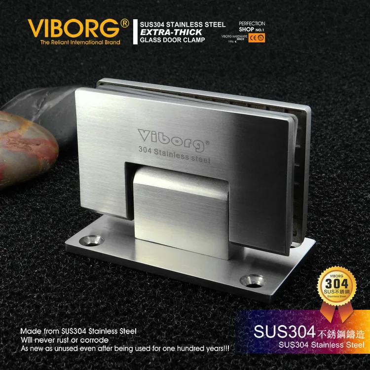 (1 pair)VIBORG 304 Stainless Steel Casting Extra-thick Heavy-duty Wall Mount Frameless Shower Door Screen Wall to Glass Hinge