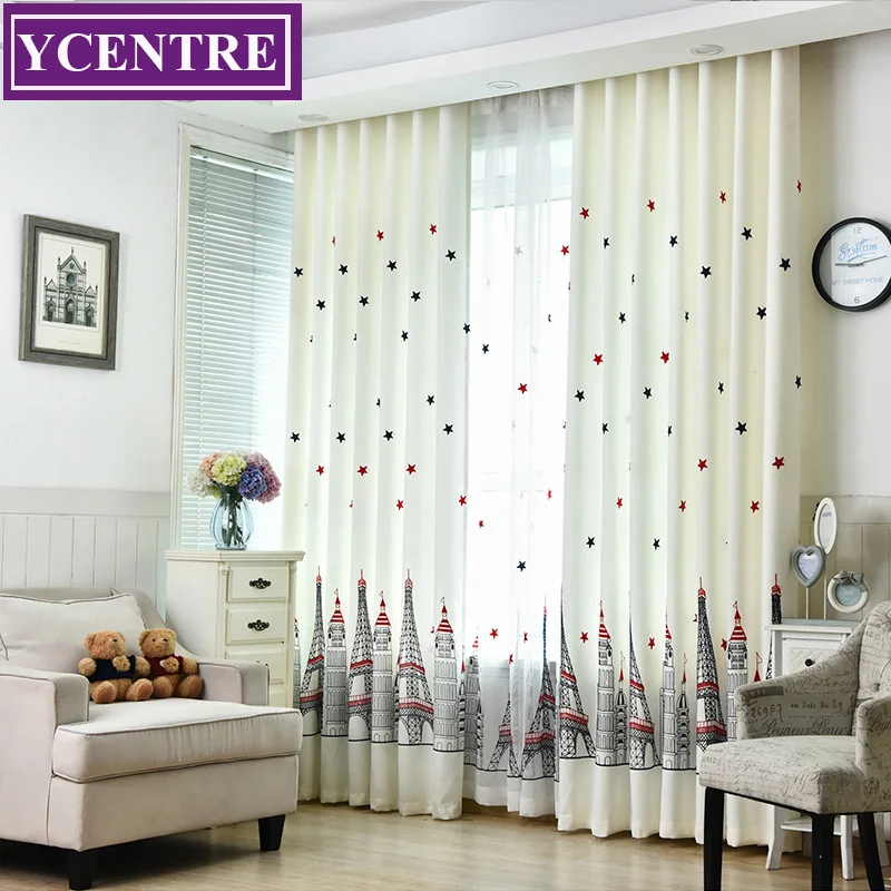 us $11.7 48% off|ycentre embroidered cartoon castle curtains for children  living room bedroom cute darkening curtain panel drapes for kids child-in