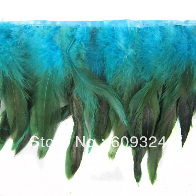 

Free shipping Coque Rooster feather Trimming fringe of Turqoise color 10 yards